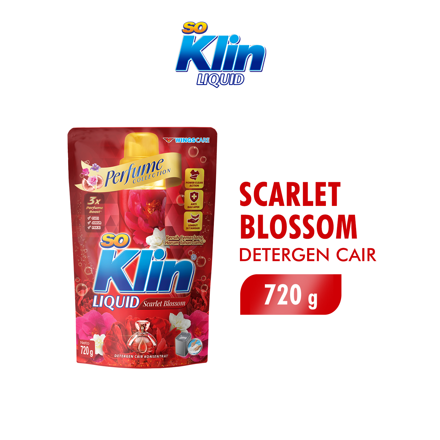 Soklin Deterjen Cair Perfume Merah Scarlet Blossom Pouch 700 gr