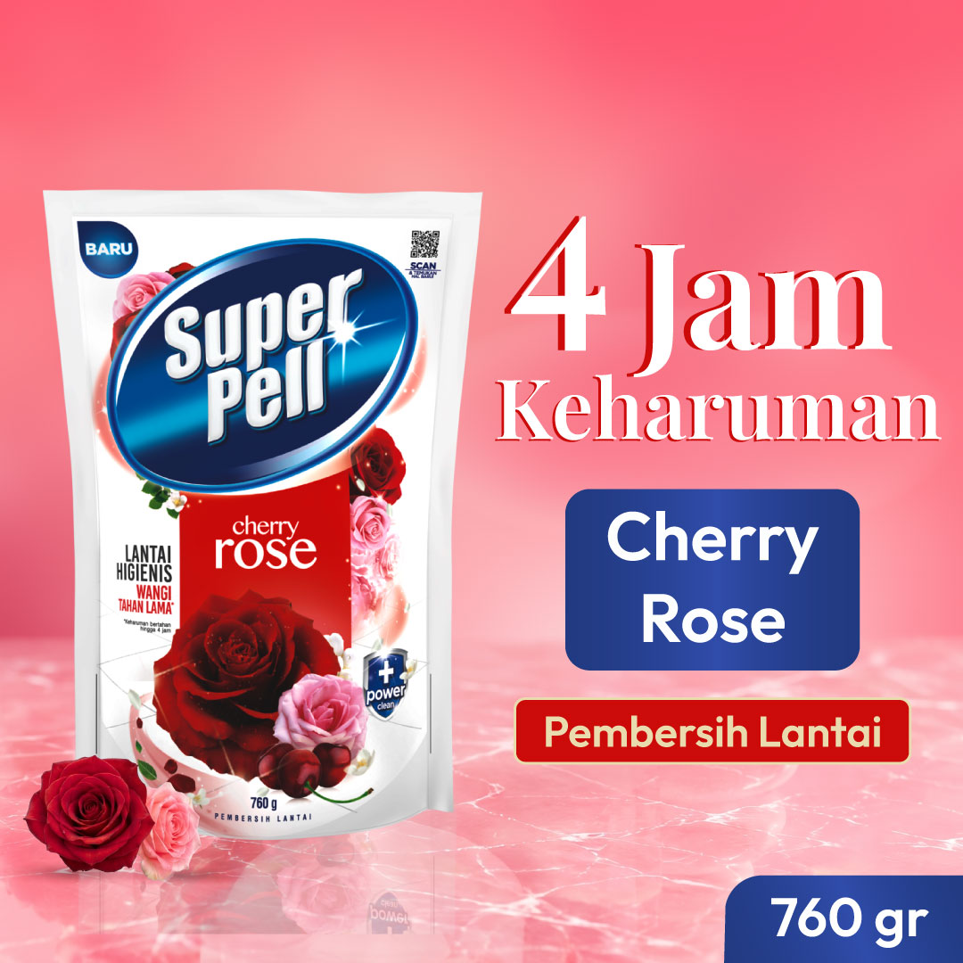 SuperPell Pembersih Lantai Pel Lantai Harum & Wangi Cherry Rose 760g