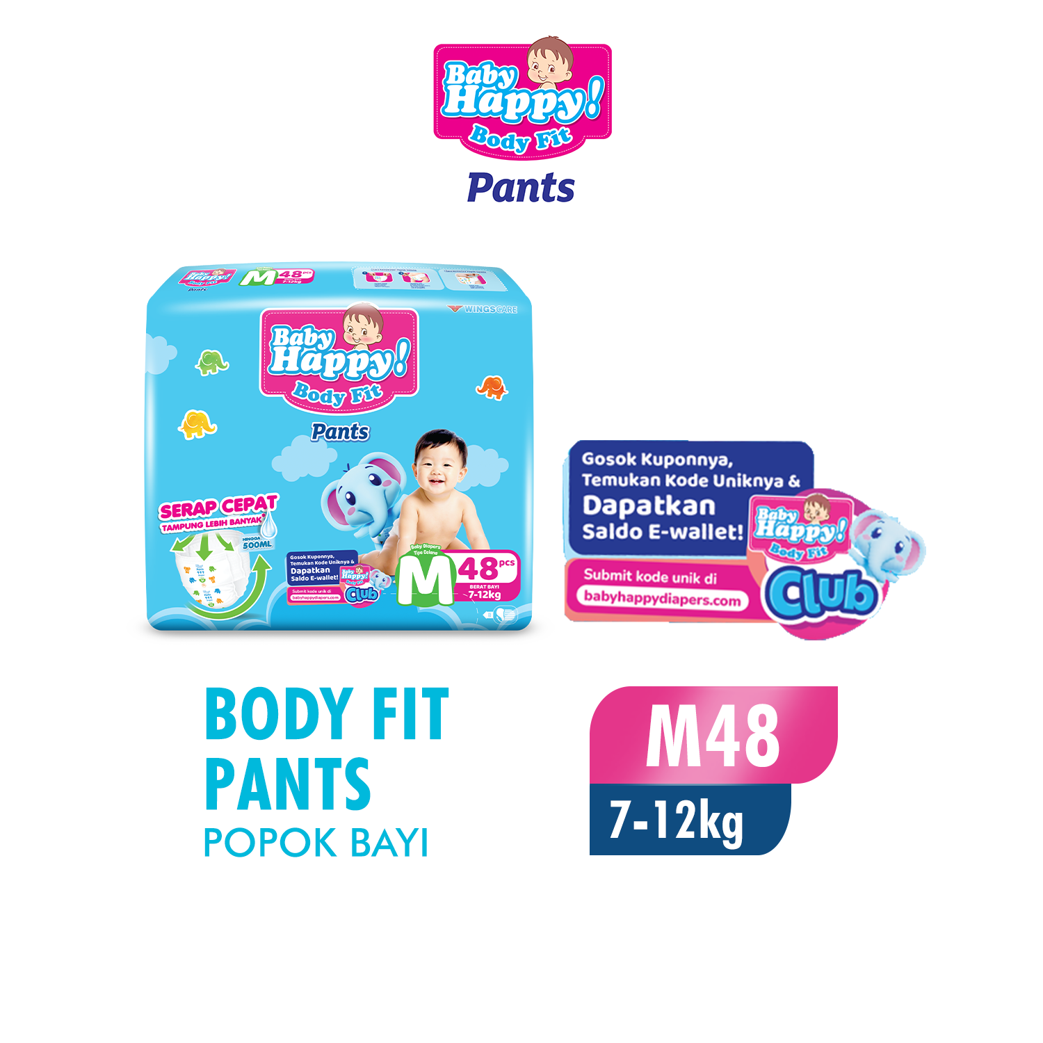 Baby Happy Pants Popok Bayi Celana M 48