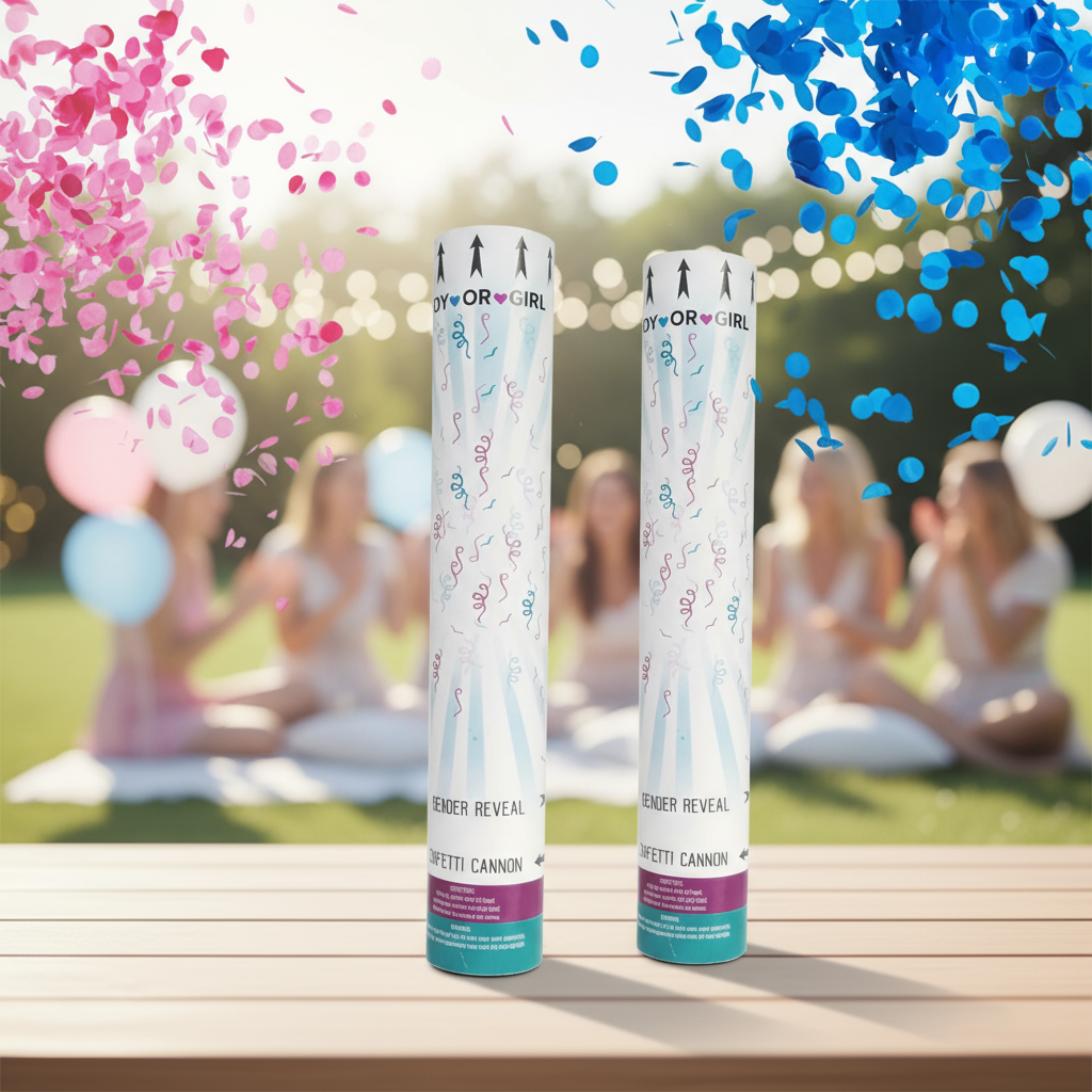 30 cm Baby Gender Reveal Confetti Cannon - Blue Pink Powder Popper for ...