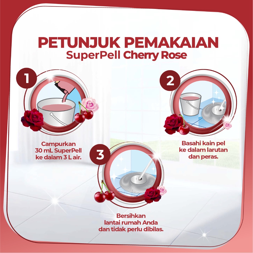 SuperPell Pembersih Lantai Pel Lantai Harum & Wangi Cherry Rose 760g - Gambar 4