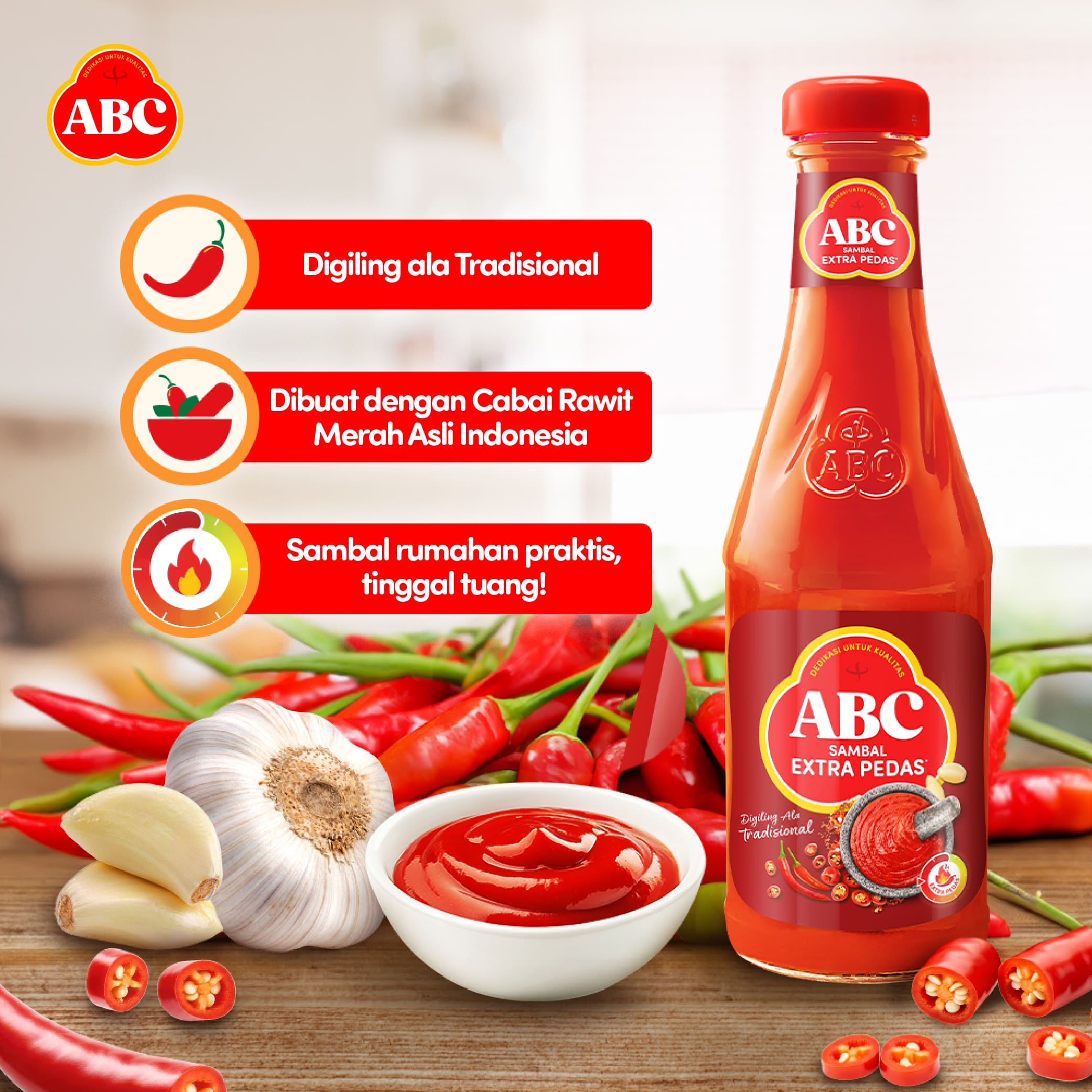 ABC Saus Sambal Extra Pedas 335 mL - Gambar 3