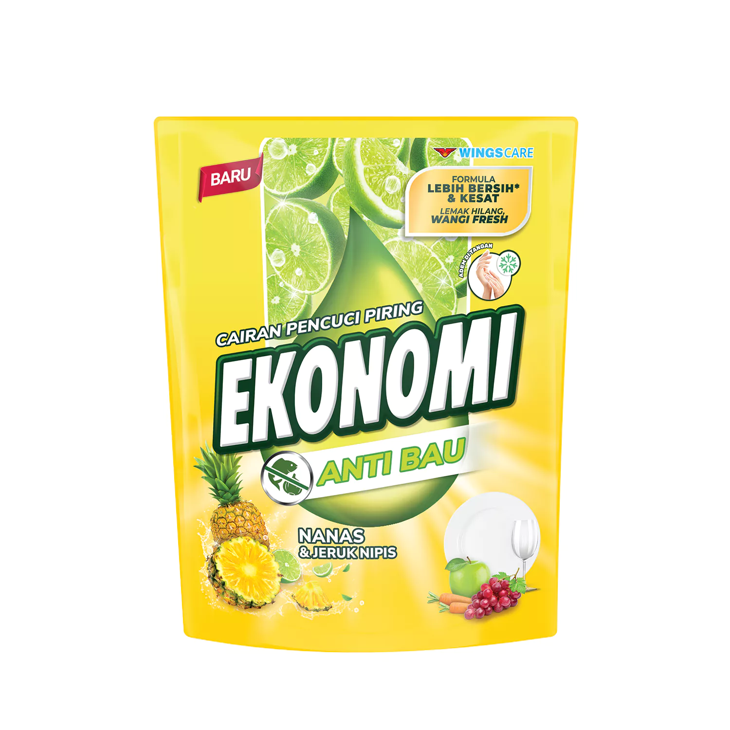 Ekonomi Power Liquid Sabun Cuci Piring Nanas & Jeruk Nipis Pouch 1550gr - Gambar 3