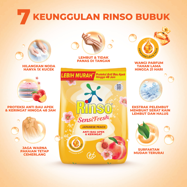 [Lebih Hemat 25%] Rinso Baru Detergen Bubuk Varian Japanese Peach 1440g - Gambar 4