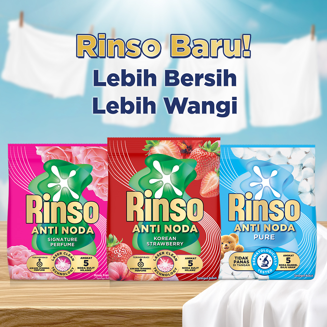 [Lebih Hemat 25%] Rinso Baru Detergen Bubuk Varian Korean Strawberry 1440g - Gambar 3