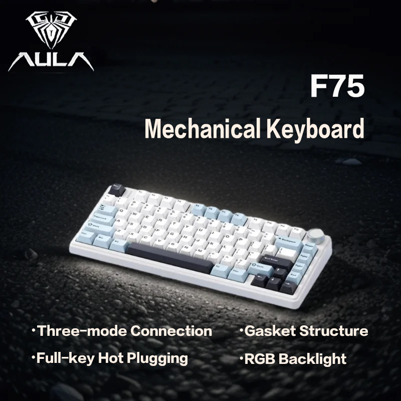 Mechanical Keyboard Aula F75 Layout 75 RGB Hot Swappable LEOBOG Gray ...