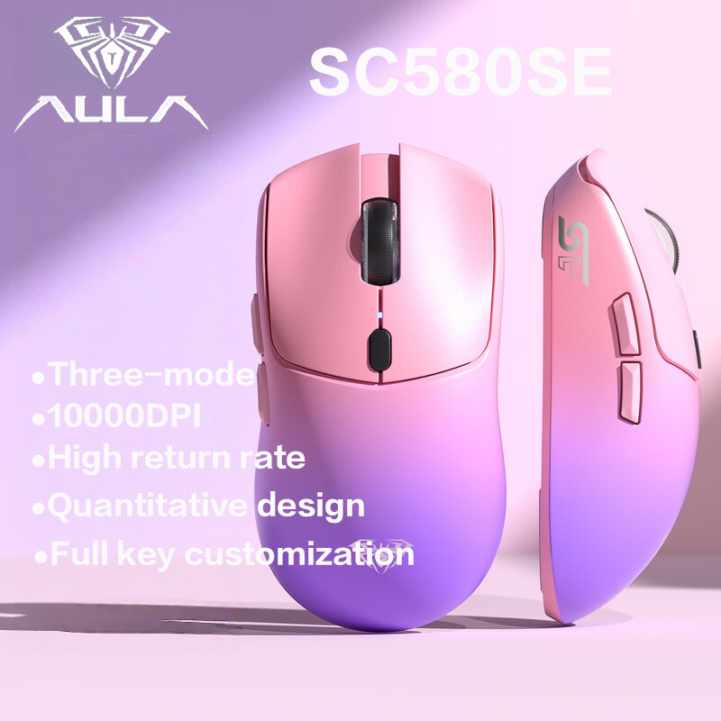 AULA SC580SE Tri-Mode Gaming Mouse 82g Lightweight 10000DPI RGB ...