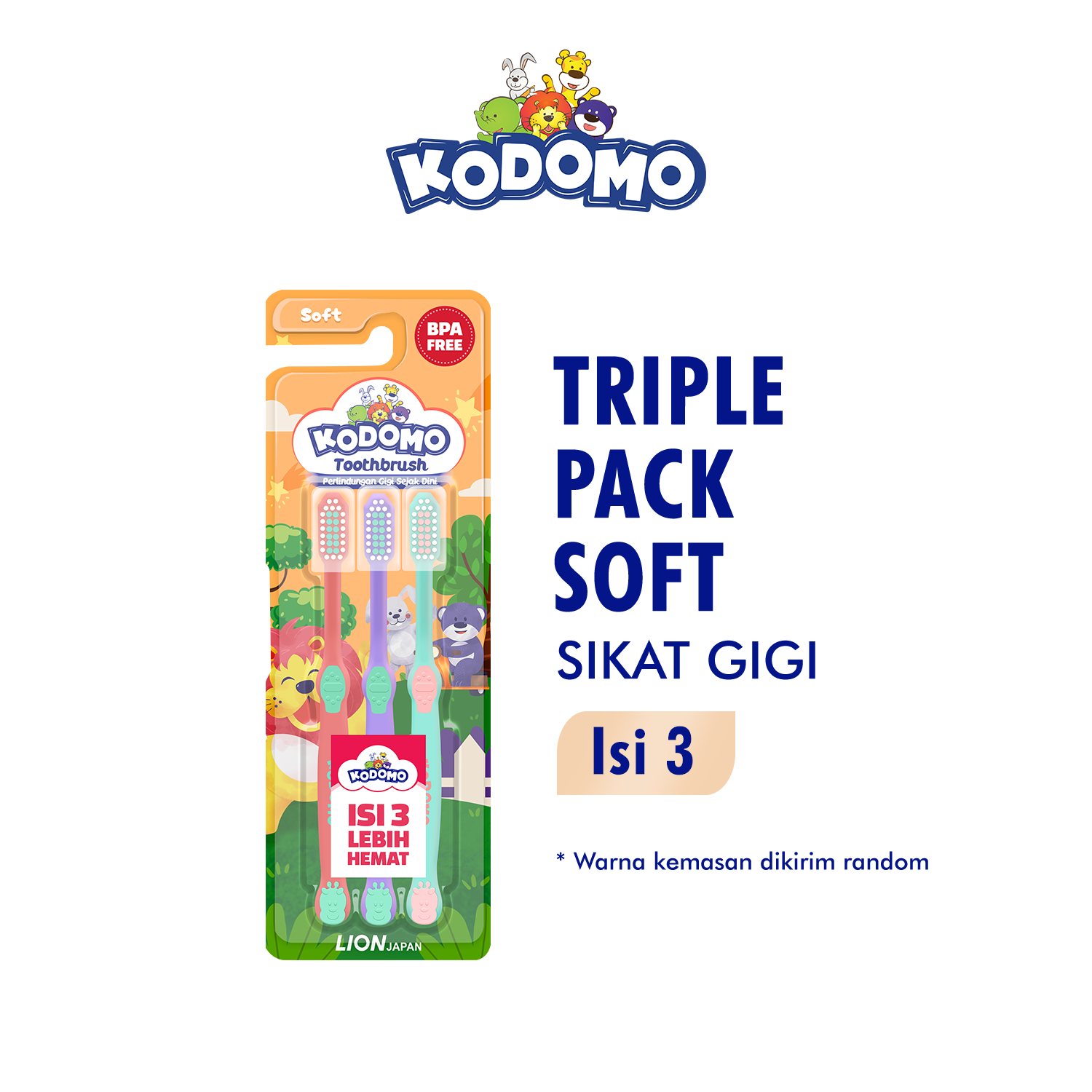 Kodomo Toothbrush Triple Pack Reguler