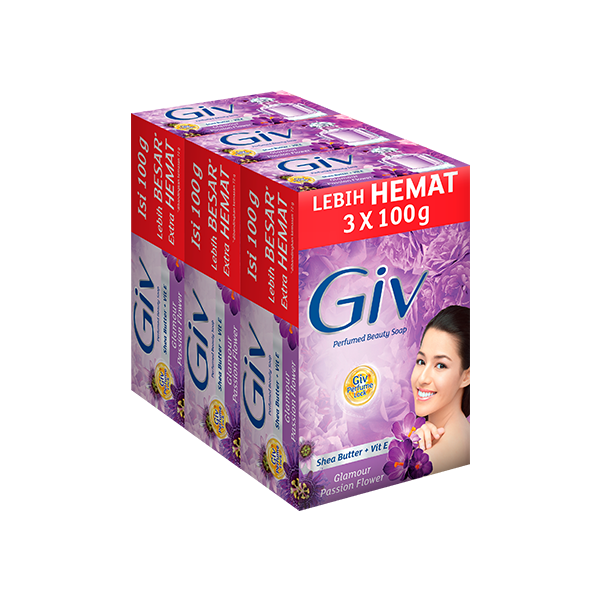 Giv White Sabun Mandi Batang Glamour Passion Flower 3x100gr - Gambar 2