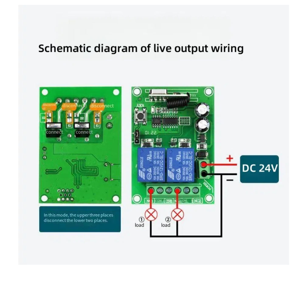 433MHz RF Wireless Remote Control Switch DC 12V 2 Channels RF Relay ...