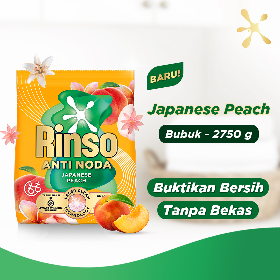 [Lebih Besar, Lebih Hemat] Rinso Baru Detergen Bubuk Varian Japanese Peach 2750g