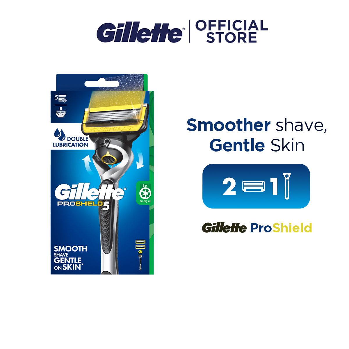 Gillette ProShield 5 Razor Handle + 2 Blade Refills, Men's Shave Care ...
