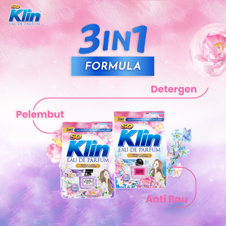 Soklin Eau de Parfum Deterjen Bubuk Fleurs Blanches No.7 Ungu 650 gr - Gambar 4