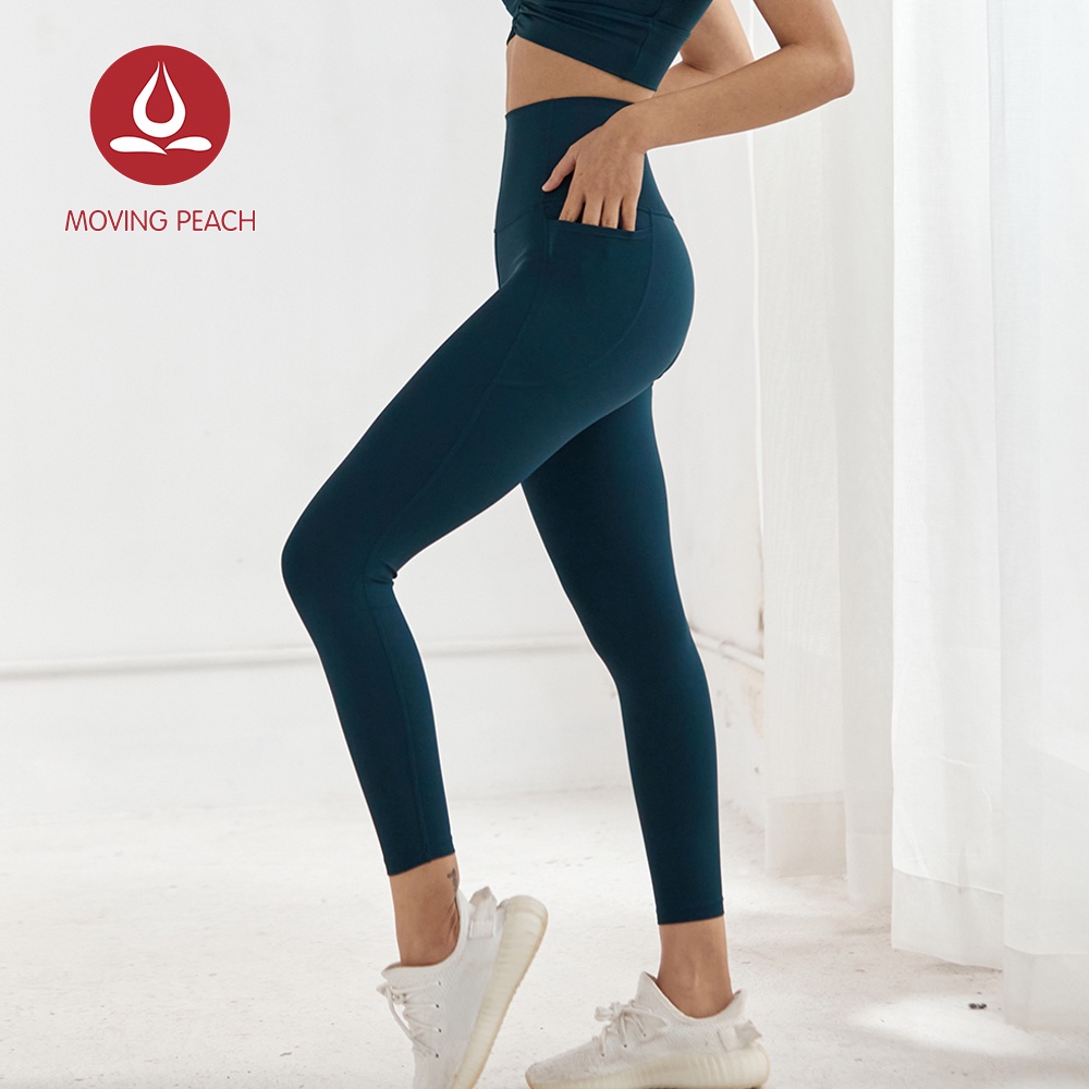 MOVING PEACH Fitness Pants High waist Hip-up Yoga Leggings with pockets CLQ