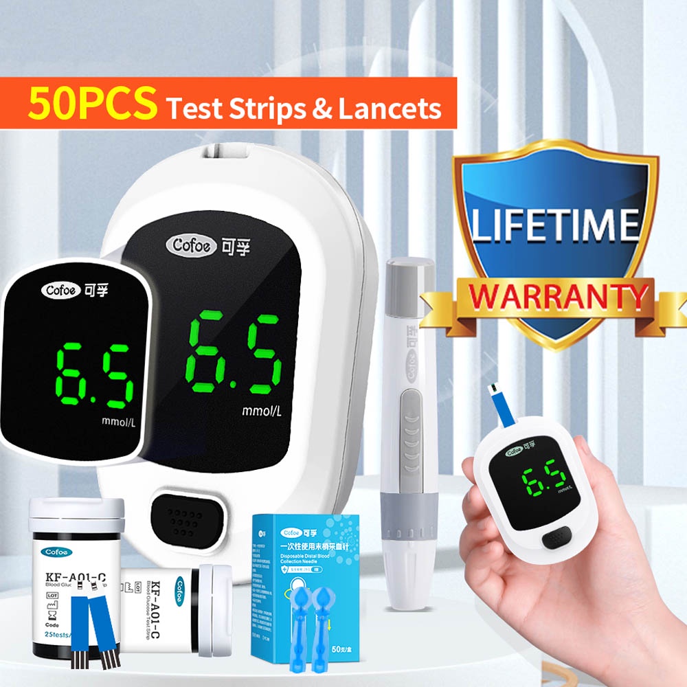 Cofoe Blood Glucose Meter Set with Test Stripes Lancets