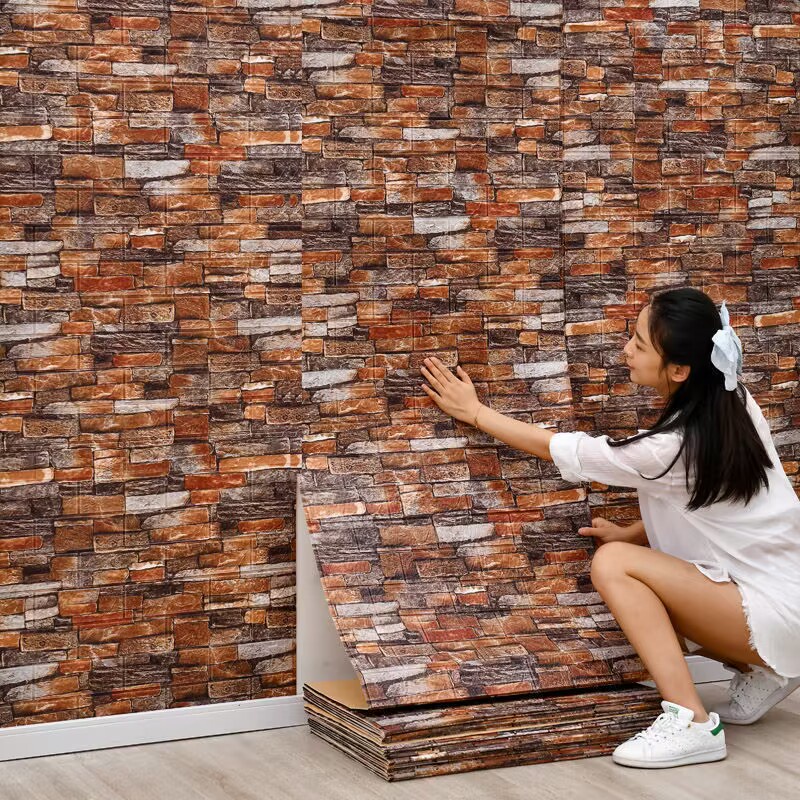 Ready Stock!3D Wall Sticker Self-Adhesive Brick Decoration Home Decor Wallpaper