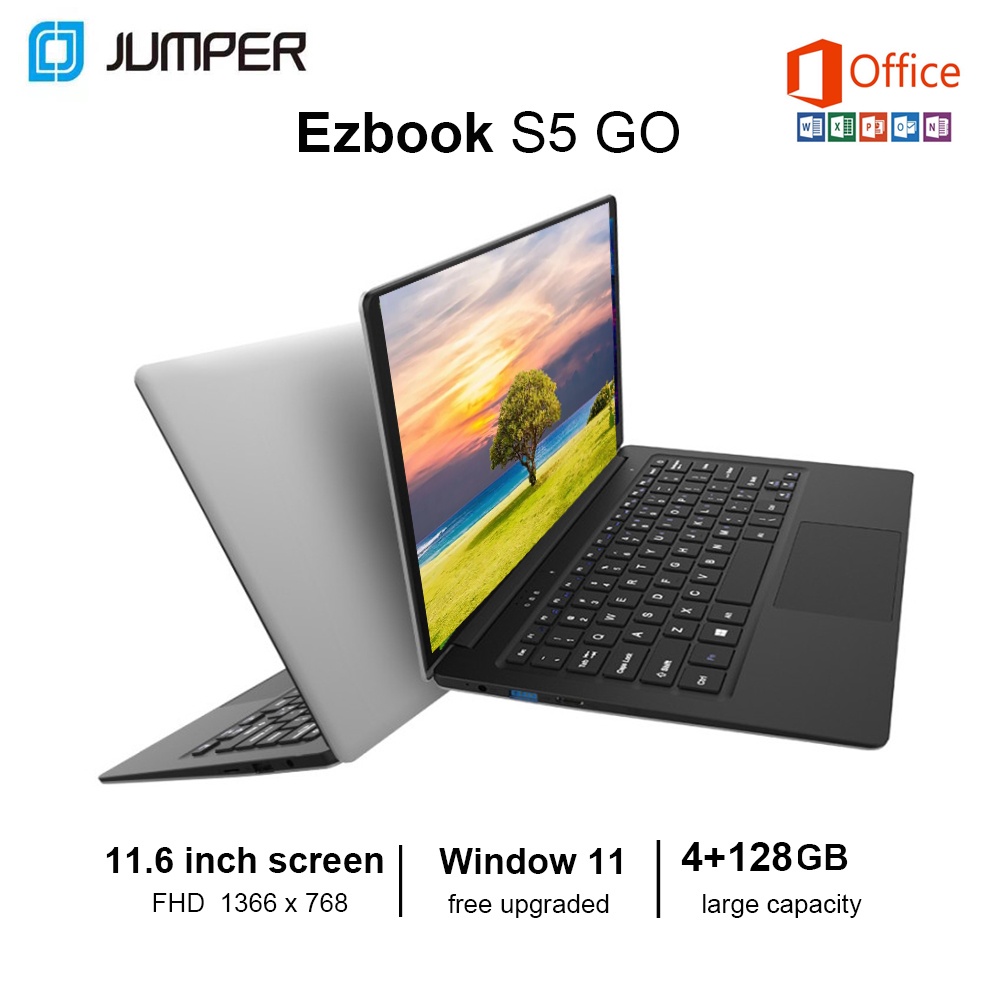 1 Year Warranty  | Jumper EZbook S5 GO 11.6 inch Laptop Computer | 4GB RAM 128GB eMMC | Intel® Celeron N3350 Windows 11 Office Install
