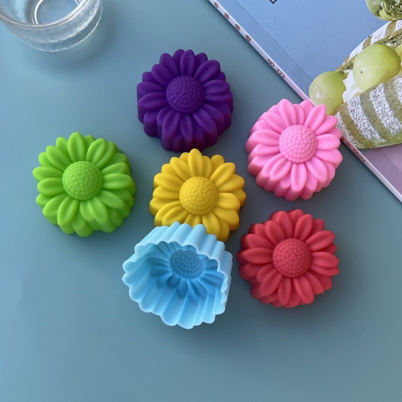 12 Pcs/Set NonStick Flower Designs Silicone Mold Chocolate Pudding Ice