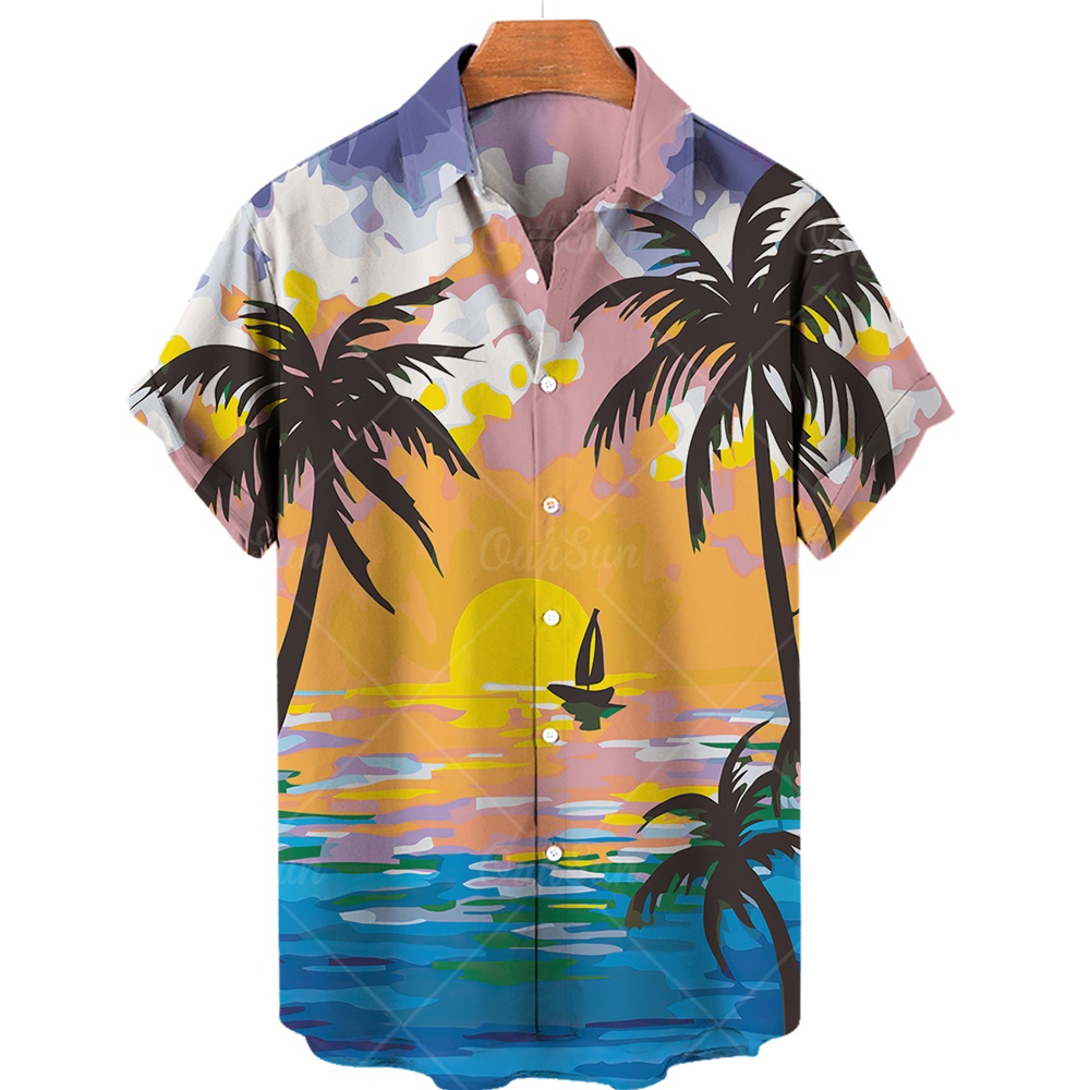 Sloth Surfing Tropical Coconut Tree Hawaiian Shirt For Men For Sloth Lovers Oversized  Outfit - StirTshirt