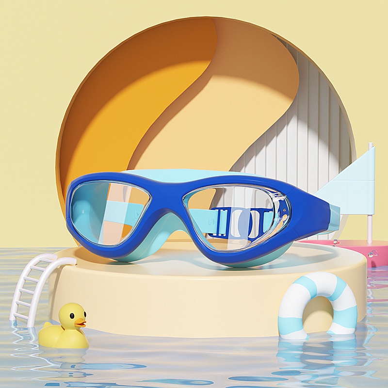 Medium frame kid's swimming goggles One piece earplugs High definition