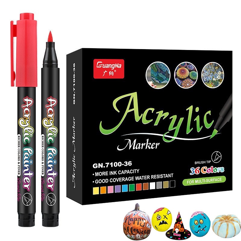 Guangna 12/24/36/48/60 Colors Soft Tip Acrylic Marker Set Water-Based ...