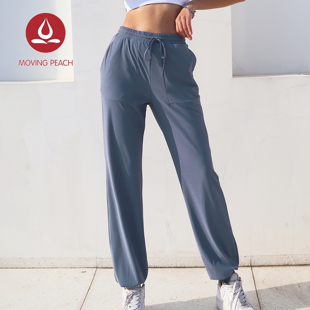 MOVING PEACH Women Loose Casual Sweatpants High waist Quick dry Breathable Running Fitness Jogger pants with Pockets DLK
