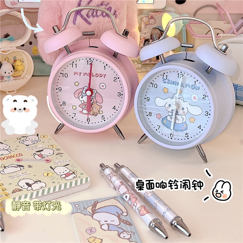 Sanrio Lovely desktop ringing alarm clock Silent night light alarm