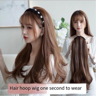 Wig female iu same style long curly hair piece lazy headband one