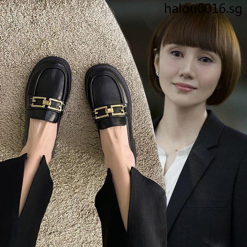 Small Leather Shoes Women British Style Black Flat Loafers 2022 Spring ...