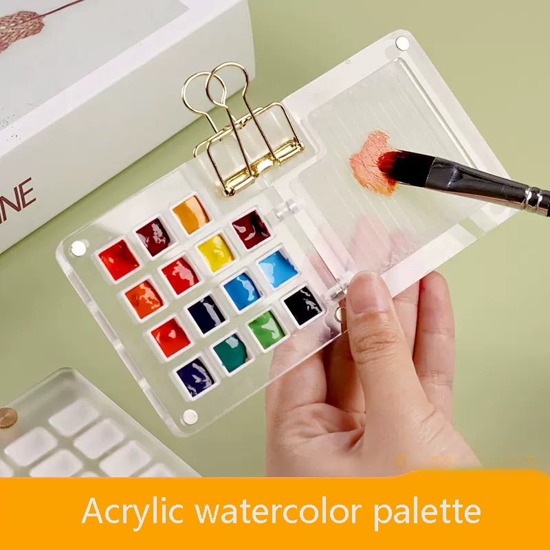 24 Grids Multi-Functional Plastic Foldable Painting Palette Tray Box  Moisturizing Watercolor Acrylic Oil Paint Palettes For Artist Watercolor  Oil Painting Box Painting Art Supplies