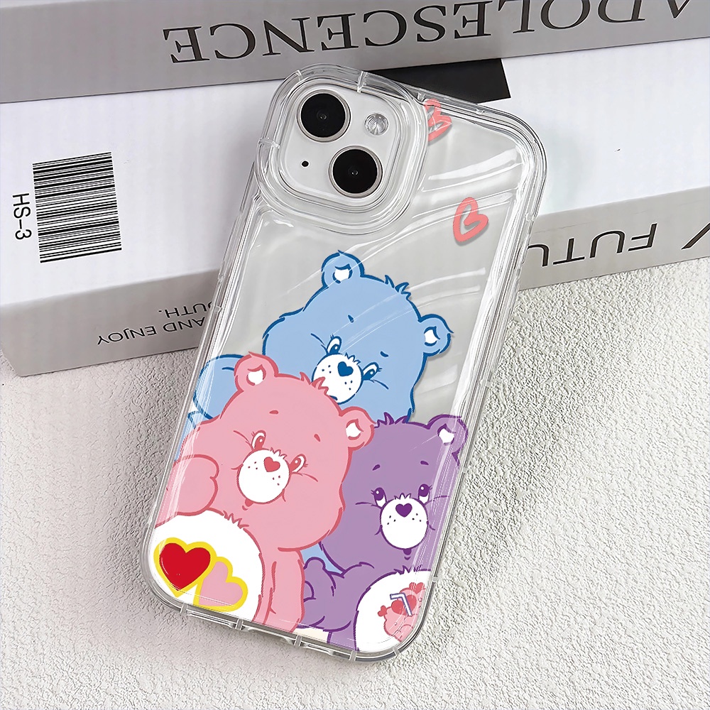 Transparent Wave Cartoon Care Bear Phone Case For iphone 14 pro