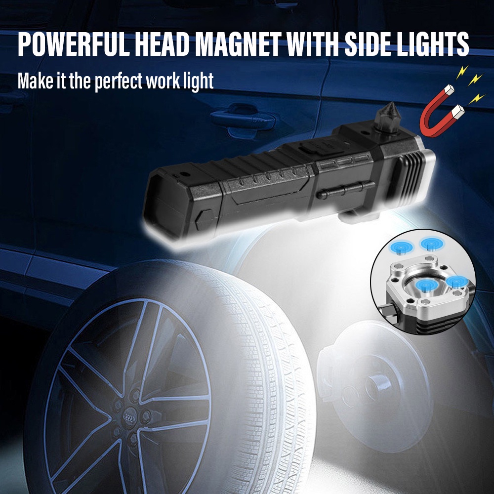 Flashlight Led With Safety Hammer Side Light Portable Torch Light ultra ...