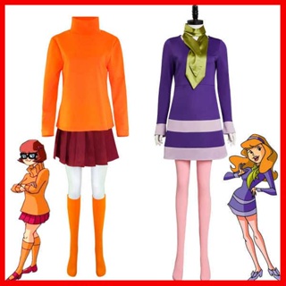 Scooby Doo Where Are You Velma Dinkley Cosplay Costume Dress Outfit Wig