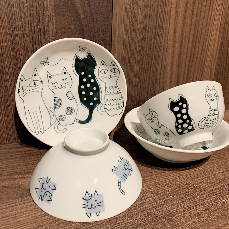 Japan Imported DAISO DAISO DAISO Cat Ceramic Small Bowl Japanese Kitten