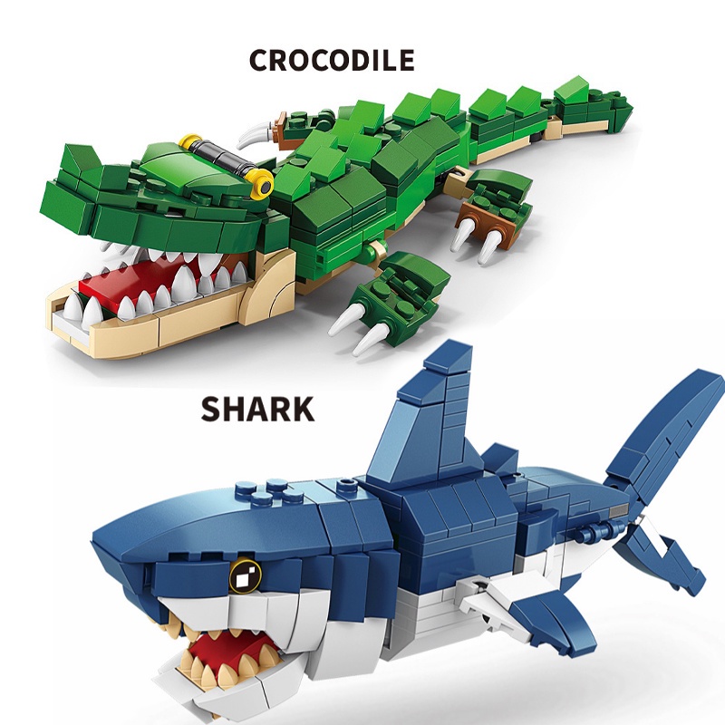 Animal Building Blocks Compatible Lego Building Blocks Insects Crocodile World Tiger Shark Children 9.11