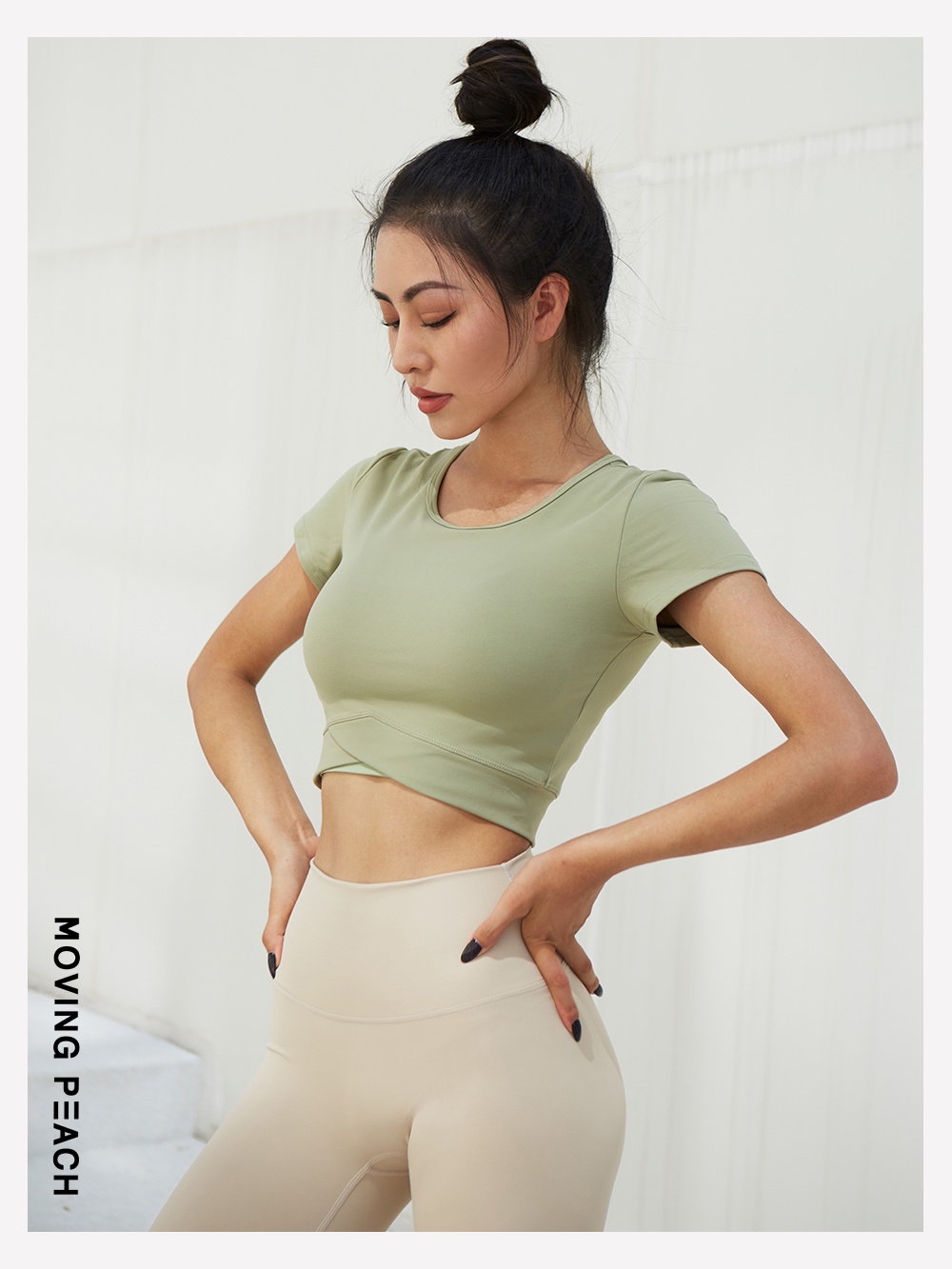 MOVING PEACH Women Gym Shirt Breathable Running Sports T-shirts Comfort ...