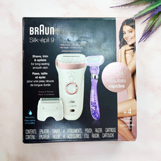 Braun Epilator Epilator Silk-épil 9 9-870 Women's Epilator Wet & Dry Ladies  Shaver Trimmer Cordless Rechargeable with Venus Extra Smooth Razor