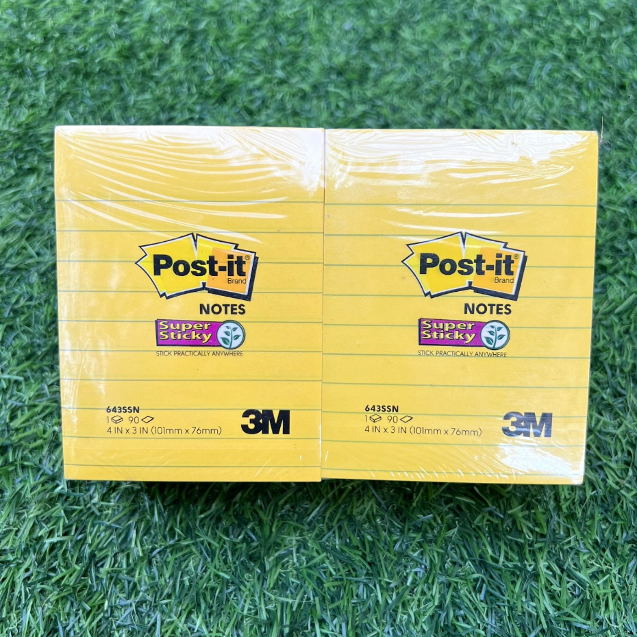 3M Post-it Super Sticky Notes 643SSN, Reflective Yellow, Line Line, 4 ...