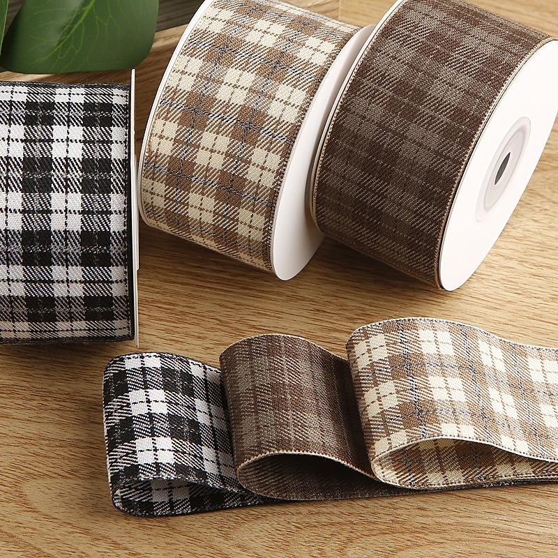 Korean Style Earth Tone Plaid Ribbon Comes In 2 Sizes. | Shopee Singapore