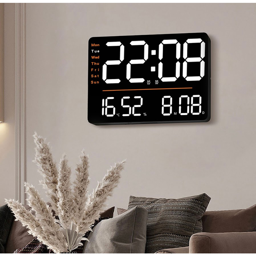 LED Digital Wall Mounted Clock Large Screen Temperature Date Display ...