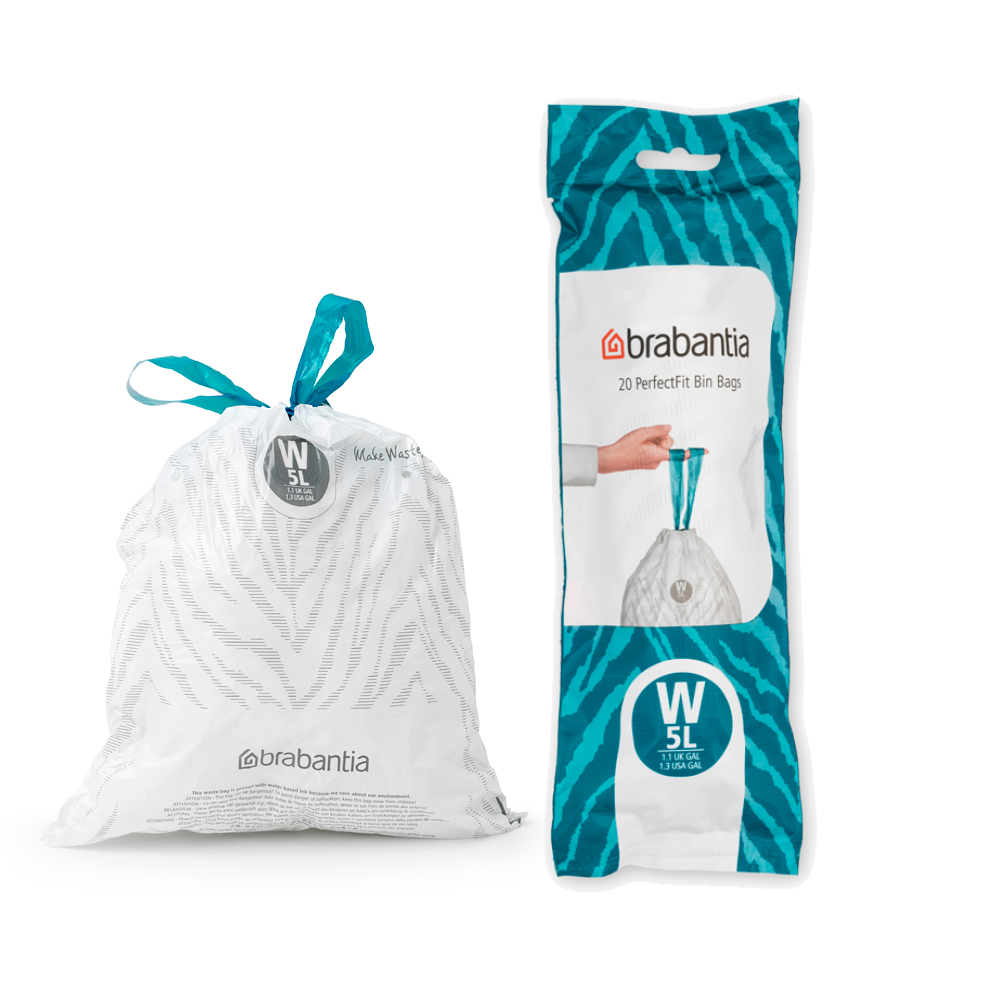 Brabantia Garbage Bag For 5Liter Trash Bin Perfect Fit Bags Code W 5 Liter 3 Packs (60 Pieces