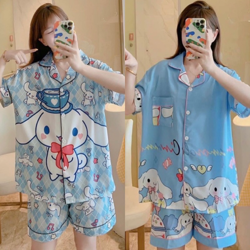 Italian Silk Pajamas Chest 44 Sinam Roll Pattern (Cinnamoroll) Shopee
