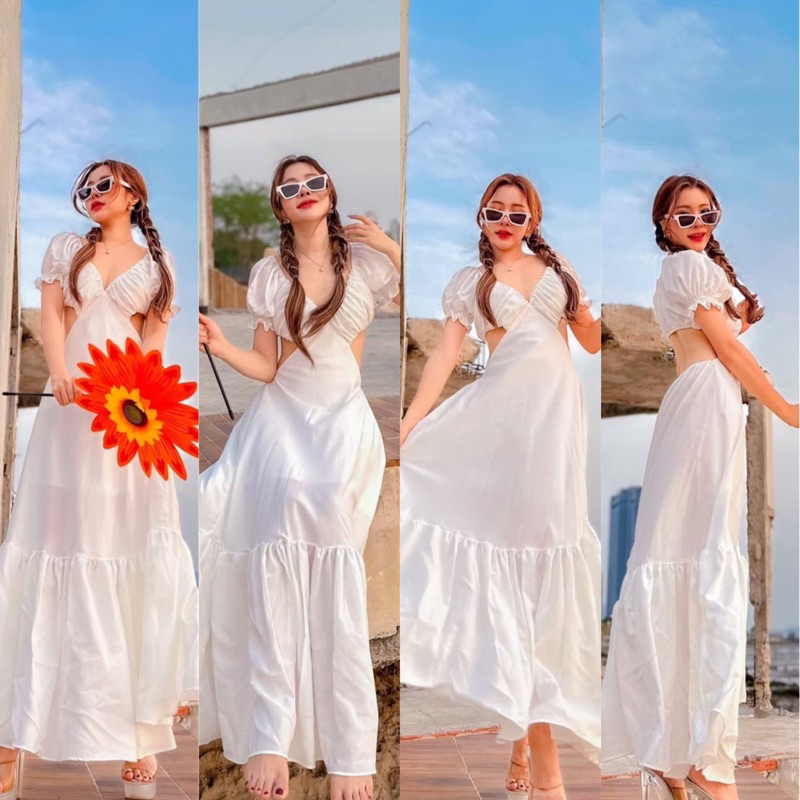 White hot sale sundress long