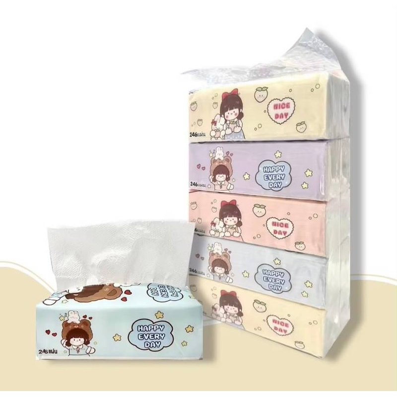 Happy Baby Tissue (1 Carry 5 Packs) Premium Grade 3 Layers Thick 240 ...