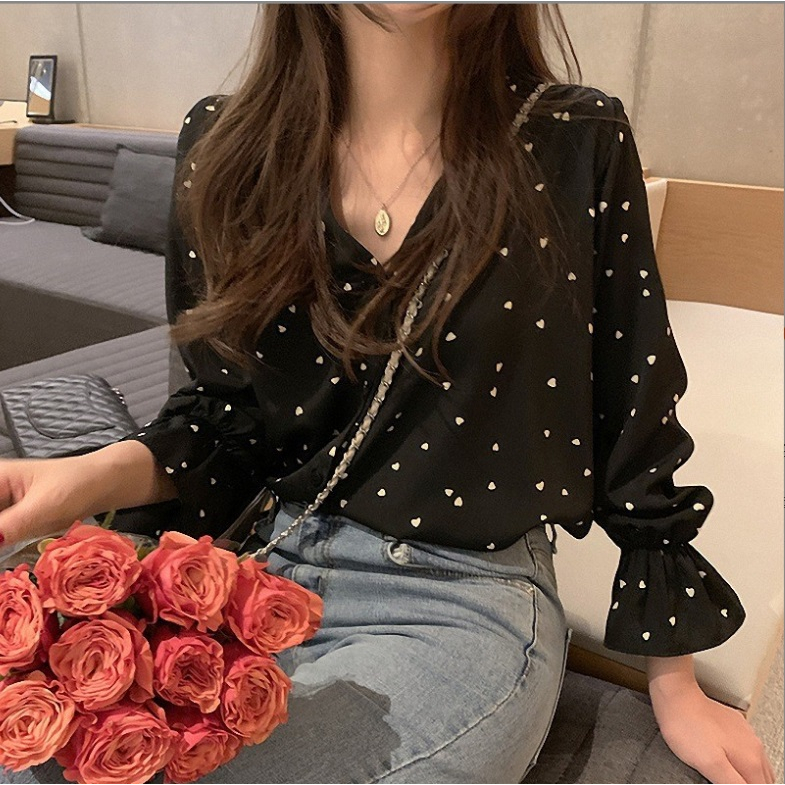 black long sleeve shirt with roses