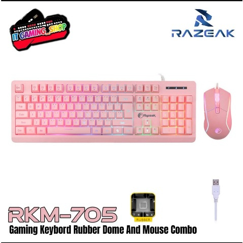 RAZEAK RKM-705 Keyboard+Mouse Gaming Keyboard(RuberDome Switch)+Mouse ...