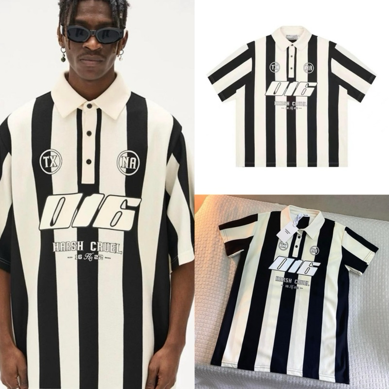 016 Jersey Polo Two-Tone Collar Shirt Oversized Style Front-Back Screen ...