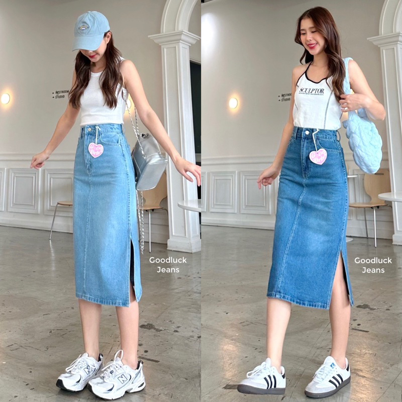 Denim midi outlet skirt singapore