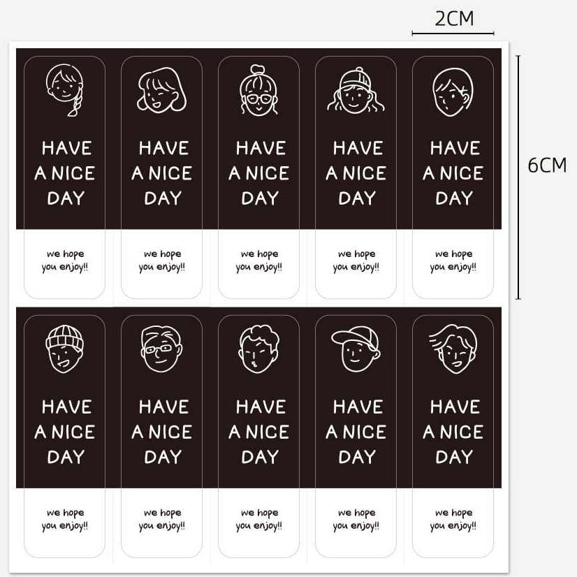 M-Y Have a nice day Black-White Decorative Stickers Glass Milk Tea ...