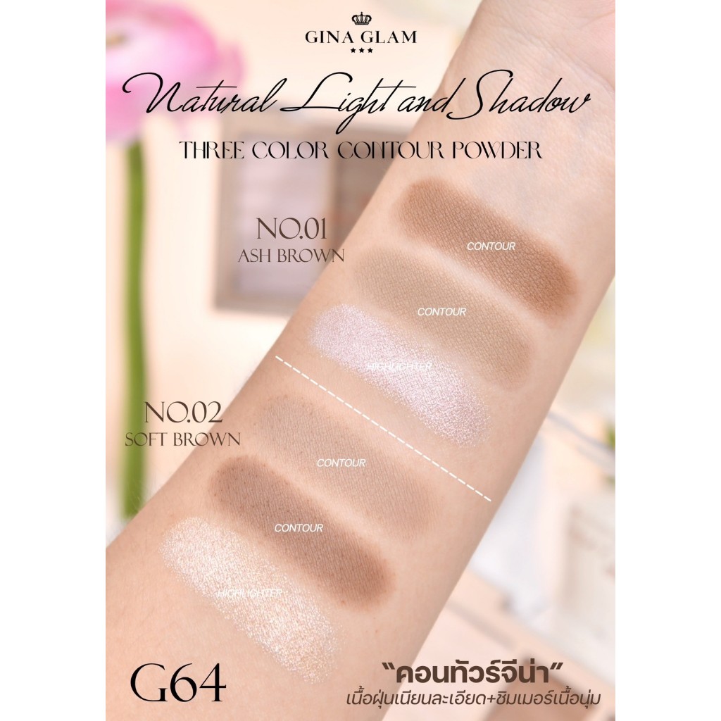 G64 Gina Glam Natural Light and Shadow 3 Colors Contour and 3 Color Powder  | Shopee Singapore